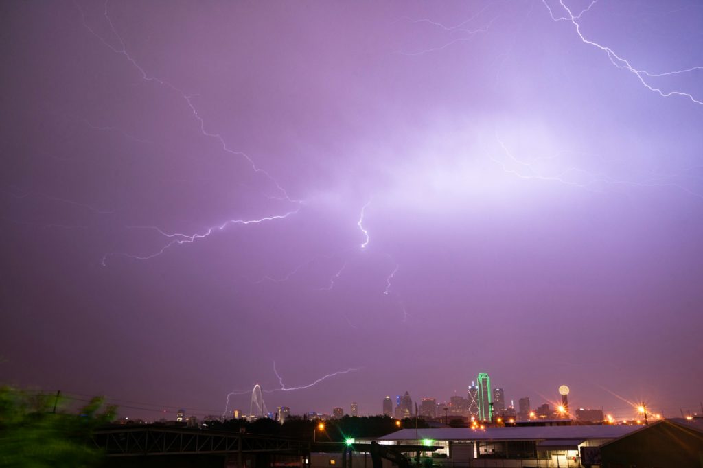 Lightning Electrical Storm Dallas Texas City Skyline